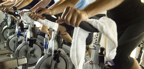 Spinning Class with Bikes in Gym