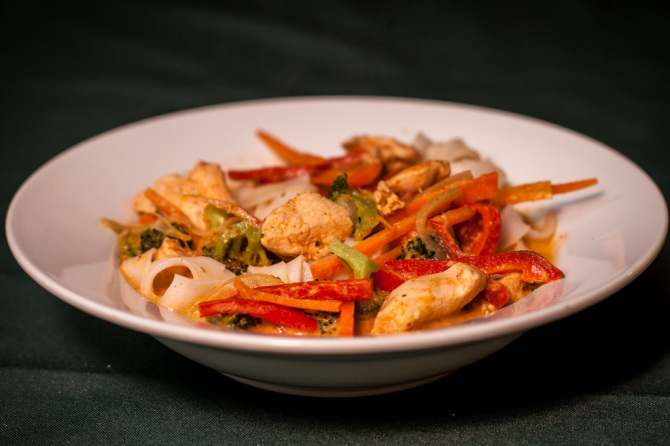 Chicken Red Curry with Rice Noodles