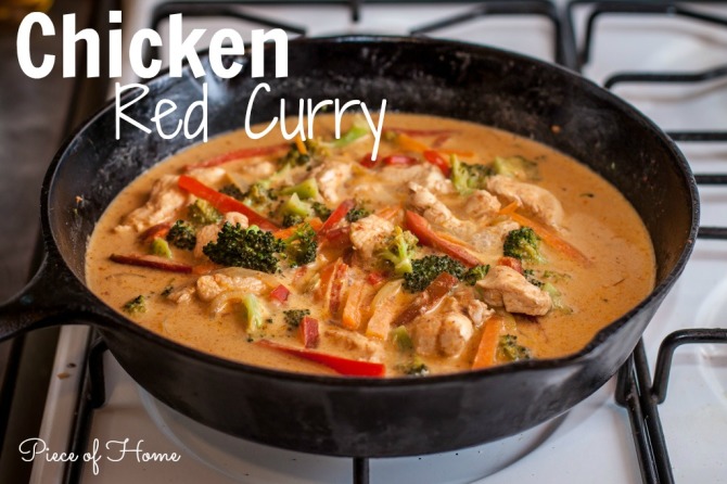 Chicken Red Curry Cooking in the Pan