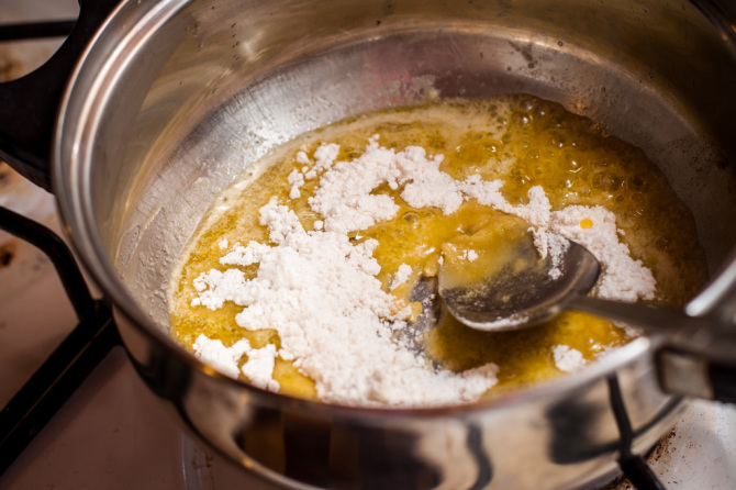 Add Flour to Melted Butter