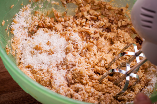 Oatmeal Carrot Cookie - Adding Pecans to the Batter