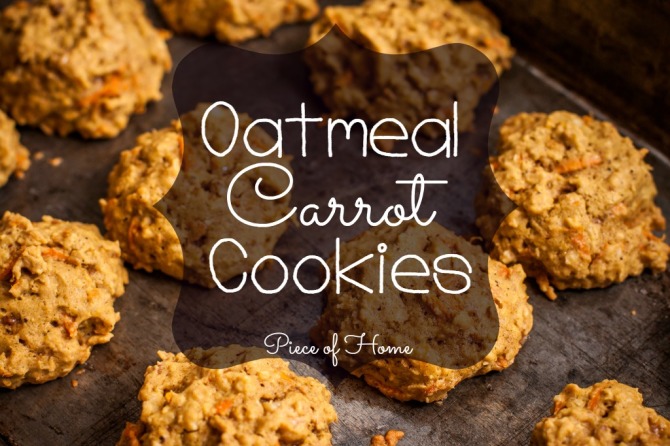 Oatmeal Carrot Cookies on Pan with text