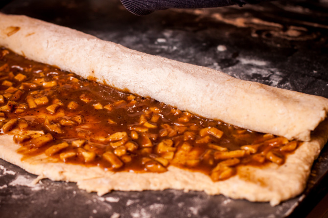 Apple Cinnamon Roll Dough - Rolling