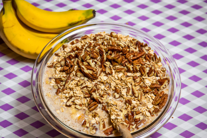 Banana Bread Oatmeal Bake - add nuts