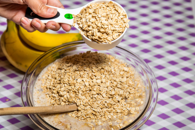 Banana Bread Oatmeal Bake - add oats