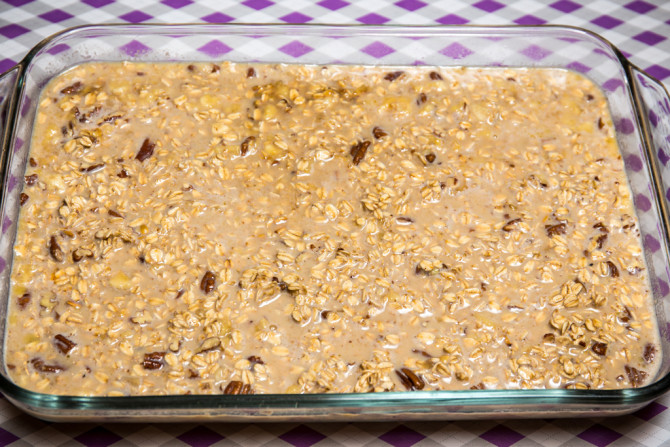 Banana Bread Oatmeal Bake - ready for oven