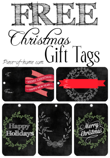 Christmas Chalkboard Rectangle Gift Tags Collage