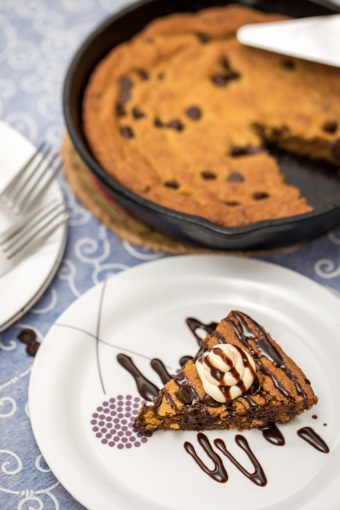 Skillet Cookies - Single Slice with Chocolate