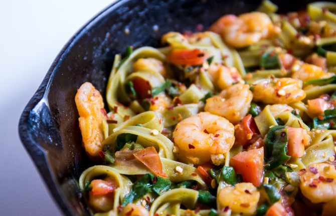 Shrimp Spinach Pasta Noodles