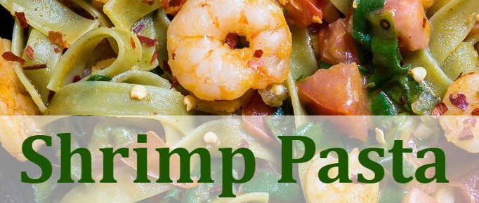 Shrimp Spinach Pasta in Pan Piece of Home